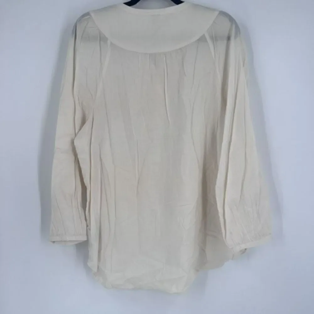 NWT Old‎ Navy Women's Puff Sleeve  Henley Tunic Blouse Off White Size Large